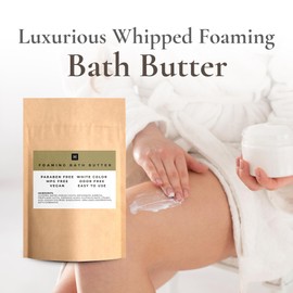 HalalEveryday Foaming Bath Butter Base Whipped 2 lb. Bag 100% Pure Natural Vegan Base Shower Bathe Facial Wash Applications Exfoliating Scrubs Shaving Cream Soap Bath Frosting