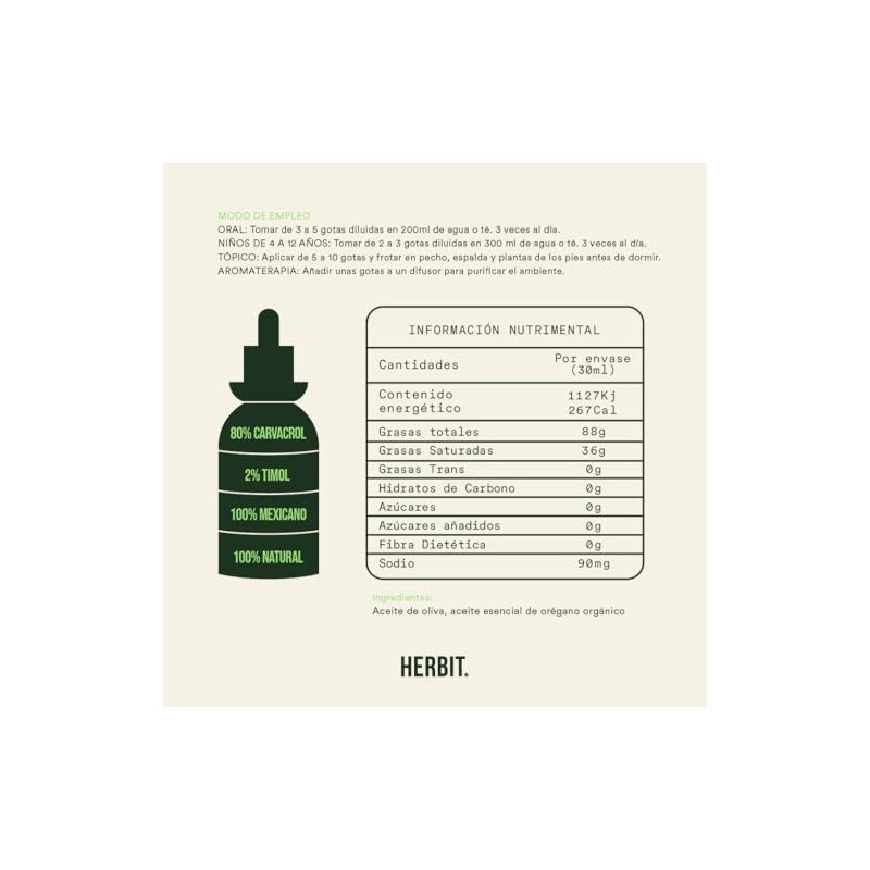 Aceite de Orégano Orgánico 80% Carvacrol – Frasco 30 ml