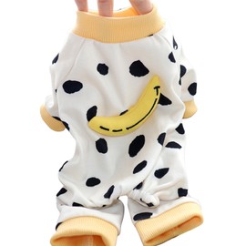 Dog Winter Clothes Fashionable Cute 4 Legged Warm Comfortable Soft Washable Puppy Pajamas for Indoor Three Dimensional Banana XL