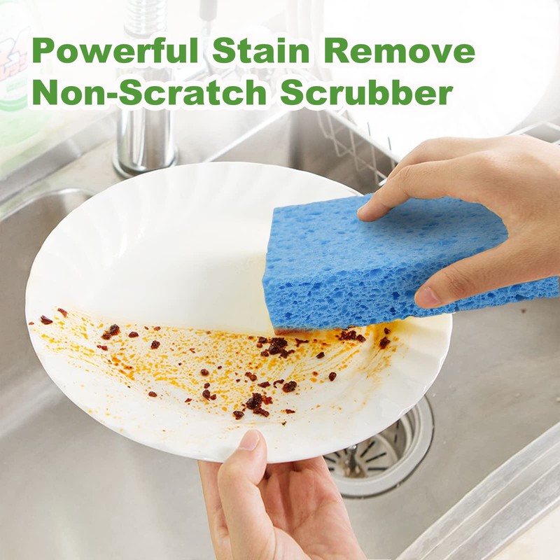 Temede Cellulose Sponges,Heavy Duty Scrub Sponges,Non-Scratch Kitchen Sponges for Dish,Colorful