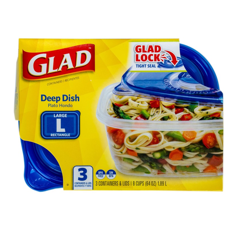 Glad GladWare Deep Dish Food Storage Containers Lock Tight Seal,