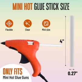 UML Brand Mini Hot Glue Sticks - Compatible with Hot Mini Glue Gun - 4" x 0.27" - Small Skinny Sticks - Ideal for Craft Projects - Dries Quick - 50 Pack