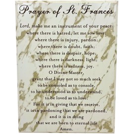 St Francis Prayer Plaque – Catholic Wall Art for Home – Inspirational Christian Decor with Peace Prayer – Religious Gift for Baptism, Confirmation, or Housewarming (Marble Finish, 9x12 inch)
