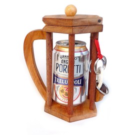 Logica Spiele Art. Bier Nicht Für Alkoholiker - Knobelspiel aus Edlem Holz - Geduldspiel - Denkspiel - Flaschenhalter Puzzle - Schwerteig 4/6 Extrem - Leonardo da Vinci Kollektion