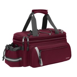 MOSISO Bike Rack Bag with Rain Cover, Bike Trunk Cooler Handag Insulated Bicycle Rear Seat Pouch with 2 Side Foldable Panniers, 8L Cycling Backseat Storage Cargo Saddle Shoulder Bag, Wine Red