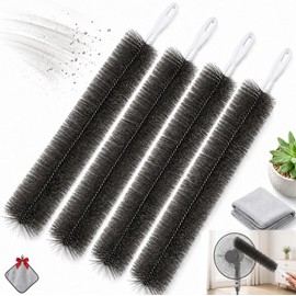 Bendable Microfiber Head Fan Cleaning Brush, Reusable Washable Duster with Flexible Dust Remover, Microfiber Brush for Ceiling Fan Blades Air Vents Blinds Curtains Car Vents and Home Gaps (Grey,4Pcs)