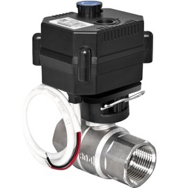 Electric Motorized Ball Valve, 1" Stainless Steel Electrical Ball Valve with Full Port, 9-24V AC/DC and 2 Wire Reverse Polarity Setup, with Manual Override