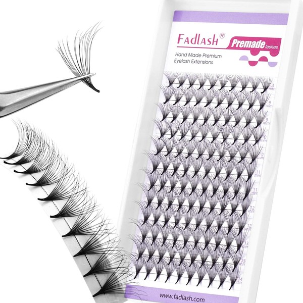 FADLASH Premade Fans Eyelash Extensions D Curl Double Layer Premade