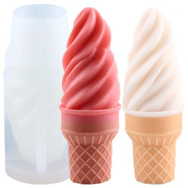XFNMS Ice Cream Cone Silicone Candle Mold Ice Cream Resin Casting Molds for DIY Candle Making Home Decoration Polymer Clay Craft Aromatherapy Plaster Candle