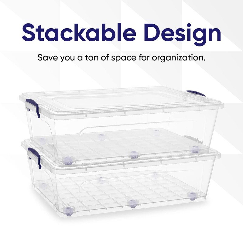 Superio Plastic Storage Bin with Lid, Box for Under Bed,