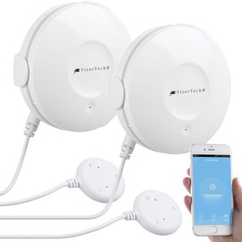 VisorTech Smart Water Detector: Set of 2 WiFi Water Detectors, External Sensor, App (Water Detector Alexa Compatible, Water Detector Alarm, Moisture Detector)