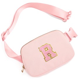 Gitus Gifts for 10 11 12 13 14 15 16 Year Old Girls Christmas Gifts for Teen Girls Sister Her Women Fanny Pack with Initial Letter Patch Belt Bag Crossbody Bag Tween Girls Trendy Stuff (Light Pink-R)