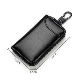Andy's Orchids Leather Car Key Holder Bag, Car Key Case with Keychain, Keychain Protector Wallet with 6 Hooks and Keyring, Portable Zipper Closure Car Key Organizer Case for Men and Women