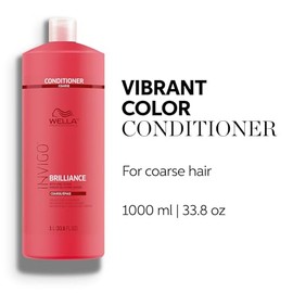 Wella Professionals Invigo Brilliance Conditioner for Coarse Hair | Intense Color Protection, Maintains Vibrancy, Salon Formula, Hair Detangler, Shine Care