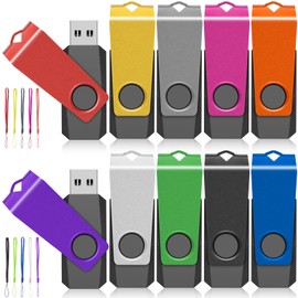 USB Flash Drives 10 Pack 2GB Flash Drive - AGECASH A USB 2.0 Thumb Drive USB Stick Jump Zip Drive Flashdrive, USB Memory Stick Pendrive for Data Storage & Transfer with 10PCS Lanyard (Multi-Colored)