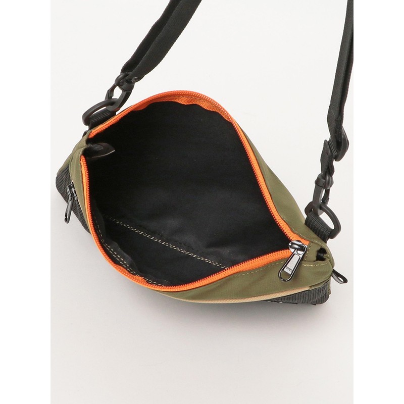 Beams Heart OLIVE Canvas Bag, Mesh Combination Sacoche, Men's, green