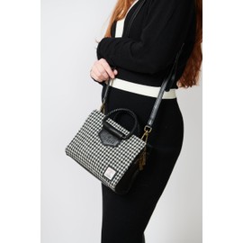 Islander Genuine Harris Tweed Arran Tote for Women, Black and White