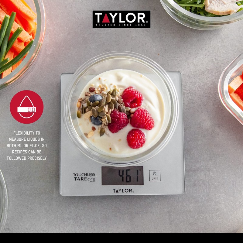 Taylor Pro Digital Cooking Scales with Touchless Tare, For Dry