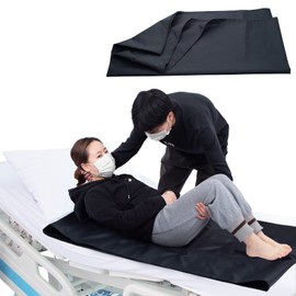 [LOSCHEN] Slide Sheet, Piped Easy Sheet, Rising Assistance, Patient/Elderly Moving Support Sheet, Bed/Car Care Sheet (Black, 51.2 x 27.6 inches (130 x 70 cm)..