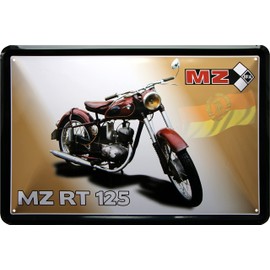 WOGEKA ART Retro Tin Sign – MZ RT 125 – Historical GDR Motorcycle – Nostalgia Sign as a Gift Idea for MZ Fans for Birthday Christmas as Workshop Decoration 20 x 30 cm Vintage Metal Sign 625