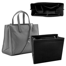 ARWIG Bag Organiser, Felt Bag Organiser Tote Bag Organiser Multi-Pocket Handbag Organizer Bag Organizer Inserts for Bag (Black, M)