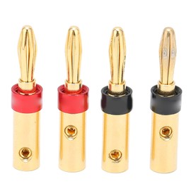 Preffair 4pcs Speaker Banana Plugs 24K Gold Plated Dual Screws Locking Banana Connector for Audio Wire