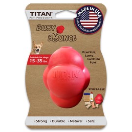 Titan Busy Bounce, Tough Durable Treat Dispensing Dog Toy with Unpredictable Bounce, 2-Pack Medium | Made in USA, Model:33MDA2