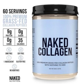 NAKED Collagen Peptides Protein Powder, 60 Servings, Pasture-Raised, Unflavored Grass-Fed Hydrolyzed Collagen Supplement, NSF Certified, Paleo Friendl