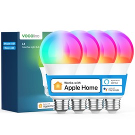VOCOlinc Smart Light Bulb Works with Apple Homekit, Alexa, Google Home, Full Color Changing WiFi LED Bulbs, 850 Lumens Dimmable Multicolor 2200K-7000K, A21, 9.5W, 4 Pack