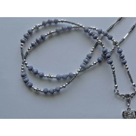 Handmade TREE OF LIFE GRAY CRYSTALS BEADED LANYARD ID BADGE HOLDER NECKLACE CHAIN