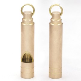 HOYUTNESS Brass Survival Whistle, 125 dB Loud Emergency Whistle with Lanyard for Hiking, Camping, Pet Training, and Coaching