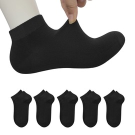SERISIMPLE Viscose Bamboo Mesh Kids Low Cut Socks Unisex Child Ankle Athletic Socks Non Slip Breathable Boy Girl 5 Pairs (as1, alpha, m, regular, Black)