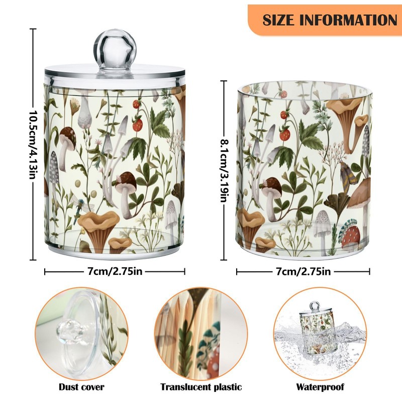 Zhirexin Mushrooms 2PC Airtight Transparent Plastic Storage Jar Food Storage