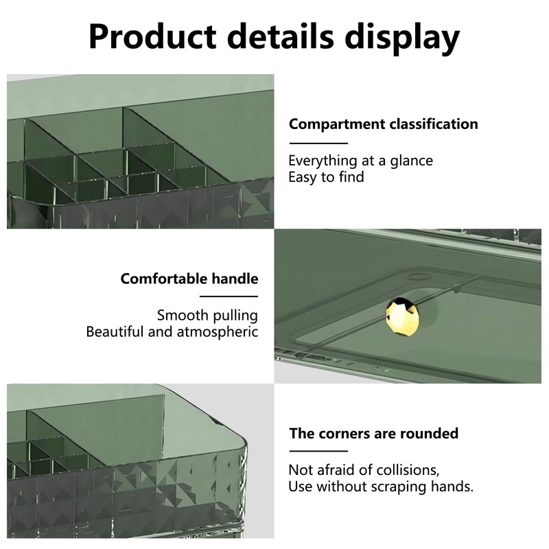 DASITON Makeup Organizer with Drawe,11 Slots Stackable Storage Drawers,Diamond pattern