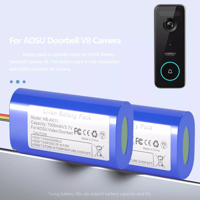 Unbranded Upgraded 7000mAh Rechargeable Battery for AOSU Doorbell Camera V8S