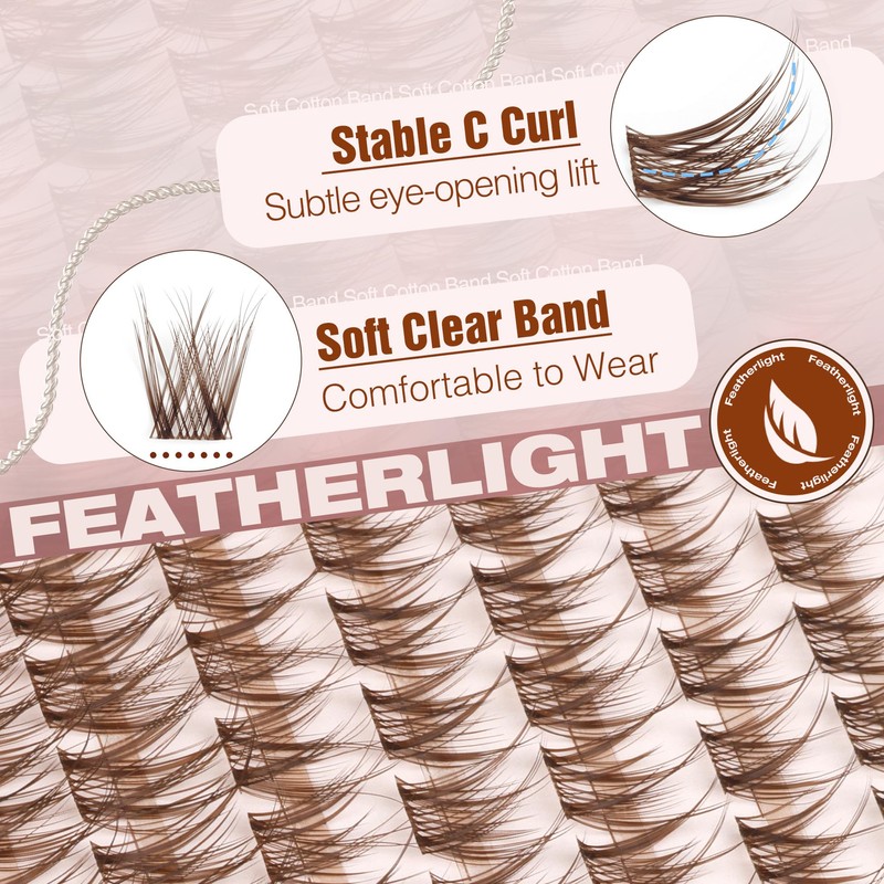 Mavphnee Brown Eyelash Clusters Wispy Lash Extension Cluster Natural Individual