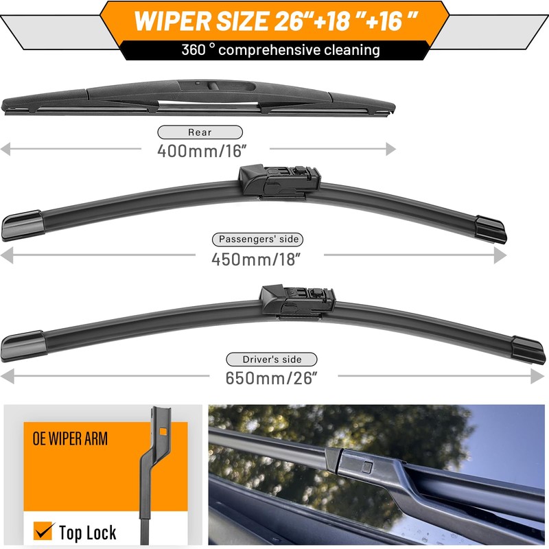 AUTOBOO 3-Pack Windshield Wiper Blades for Subaru Outback 2020-2025, Original