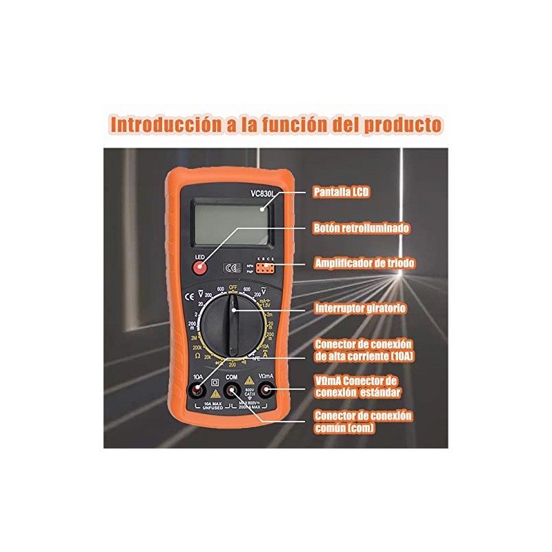 HEKE Multímetro Digital, Profesional Portátil Voltimetro para Medir Continuidad, Tensión