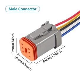 4 Sets 6 Pin Connector Kit Waterproof Electrical Connector 16 AWG Male and Female Automotive Wire Connectors for Car Truck Motorcycle Marine Boat and other wire connection