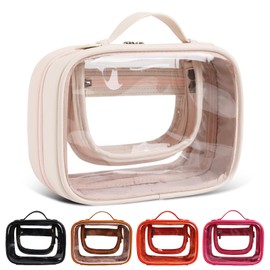XSUIOY Clear Toiletry Bag Makeup Organizer Bag,Large Capacity Travel Cosmetic Bags with Handles Waterproof Cosmetic Case Toiletry Bags Fit Carry-on Essentials Storage bag Organizer for Women, PINK,