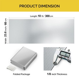 fowong Double Reflective Insulation Roll, Window Insulation for Summer Heat, 23.6" x 10 Ft Radiant Barrier Heat Reflective Window Film, Aluminum Foil Bubble Shield for Windows, RV, Roof, Garage Door