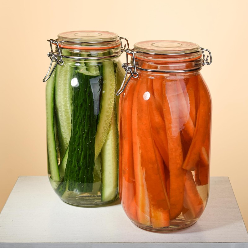 Galssmagic 64 oz Large Mason Jars Wide Mouth,3 Pack Half