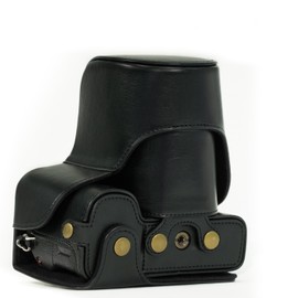 MegaGear Ever Ready Protective Leather Camera Case, Bag for Sony Alpha a7 II, a7R II, & a7S II Mirrorless Digital Camera and Lenses (Black) (MG524)