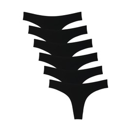 Wealurre Women's Microfiber Low Rise No Show Thong Pantie(Black,M)