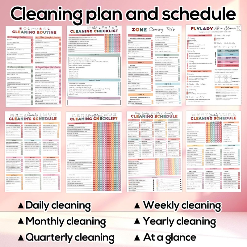 ADHD Cleaning Planner, Daily Weekly Monthly ADHD Cleaning Schedule and