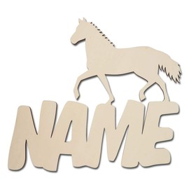 Wooden Design Electronic Lamp - Horse’s Head Decoration - Equine Gift with Name for Girls, Boys, Women - Room Furniture for Children's Birthday