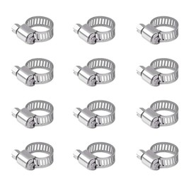 12Pcs 6-12mm Hose Clips Jubilee Clips Adjustable 304 Stainless Steel Hose Clamps Worm Drive Pipes Hose Clamps Clips
