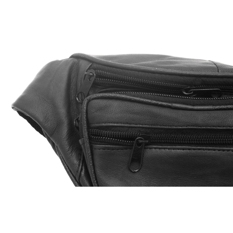Lambretta Scooter Black Leather Fanny Pack Adjustable Travel Bumbag Gift
