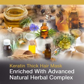 Vitamins Hair Mask Keratin Treatment - Biotin Castor and Coconut Oil Deep Conditioner for Thick Coarse Hair - Protein Repair Product for Coloured Dry Damaged Curly Wavy & Straight Hair