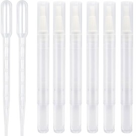 Miecux 6pcs 3ml Empty Cuticle Oil Pen Tubes and 3pcs Pipettes, Empty Cuticle Oil Pen Tubes for Homemade Nail Oil, Lip Gloss, Eyelash Growth Liquid